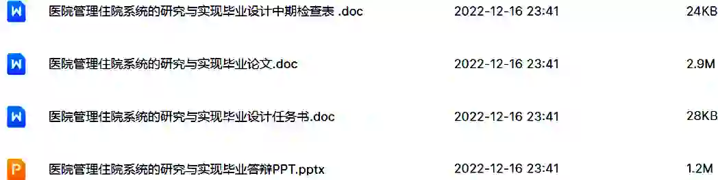 医院管理住院系统的研究与实现（论文+PPT+源码）